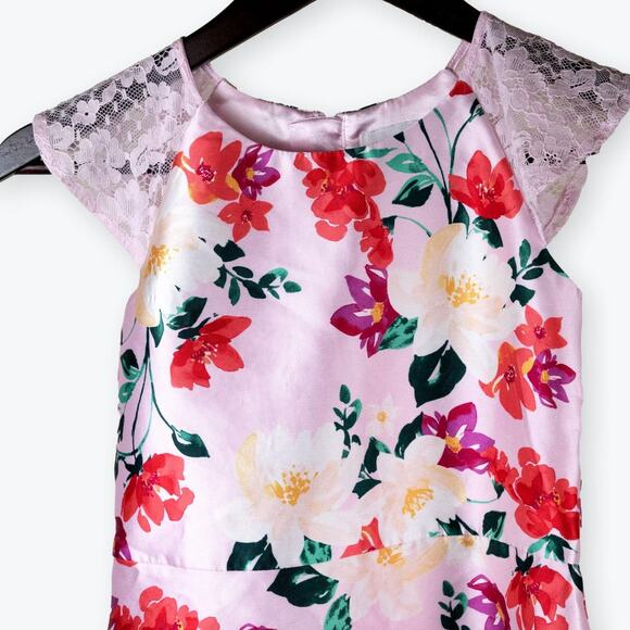 Children's Place Girls Pink Floral Sleeveless Party Dress 8 - Picture 2 of 6